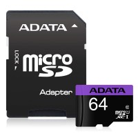  Atmiņas karte ADATA microSD 64GB (UHS-I Class 10) + SD adapter 